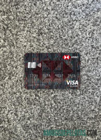 Frente fotográfica do cartão Visa Classic de Hong Kong HSBC Bank exemplo real